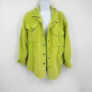 Wild Fable Lime Green Button-Up Shacket Corduroy
